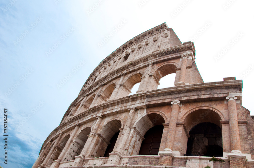 2020 coronavirus pandemic in Italy. Coliseum. Empty historical architecture of Colosseum. The tourist area is quarantined. worldwide pandemic of coronavirus disease. Italy, Pandemic New Epicenter