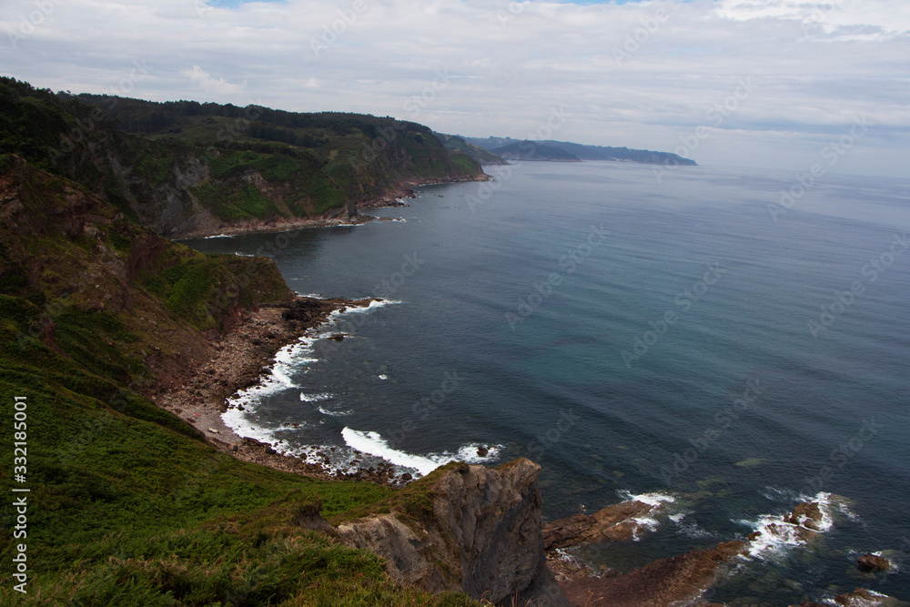 Ocean side cliffs in Asturias Spain
