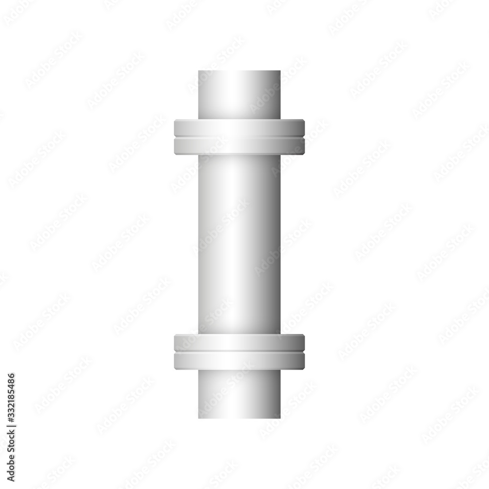 Pipe vector icon. Made from steel or metal connection by flange fitting fixing by screw and bolt. Part for pipeline construction to transport oil and gas in industry, water in plumbing and irrigation. Pipe vector icon. Made from steel or metal connection by flange fitting fixing by screw and bolt. Part for pipeline construction to transport oil and gas in industry, water in plumbing and irrigation.