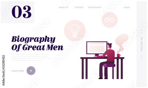 Obraz na plátně Writer Work on New Memoirs Book Landing Page Template