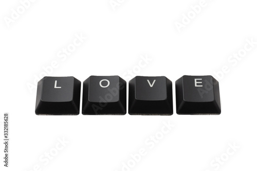 Word love written on keyboard.