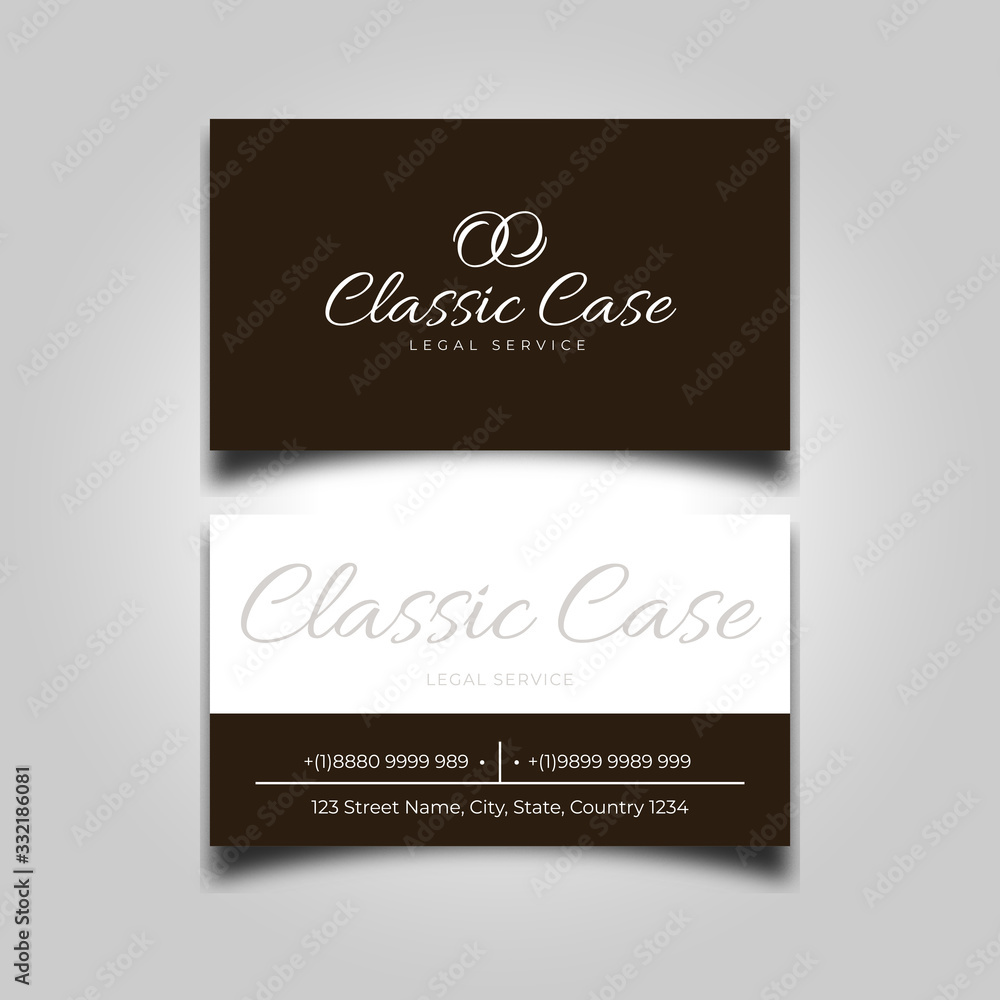 Lawyer classic business card template minimalist brown vector 