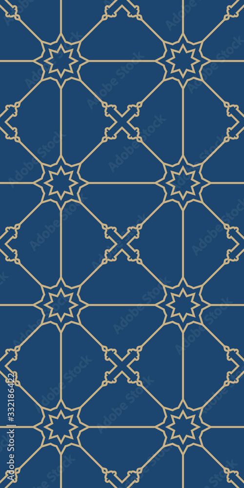 Fototapeta premium Vector seamless islamic pattern with Oriental motif and ornaments. Ramadan Mubarak seamless pattern concept