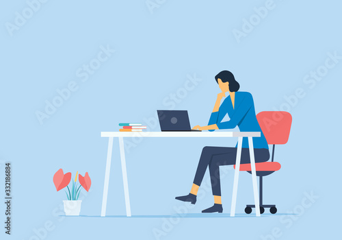 flat vector work from home concept and business smart working online any workplace concept