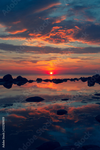 Sunset on the Baltic Sea in summer