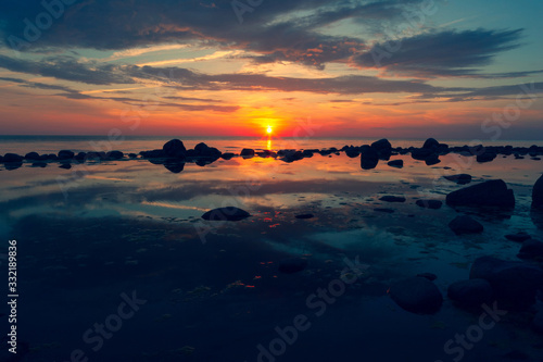 Sunset on the Baltic Sea in summer