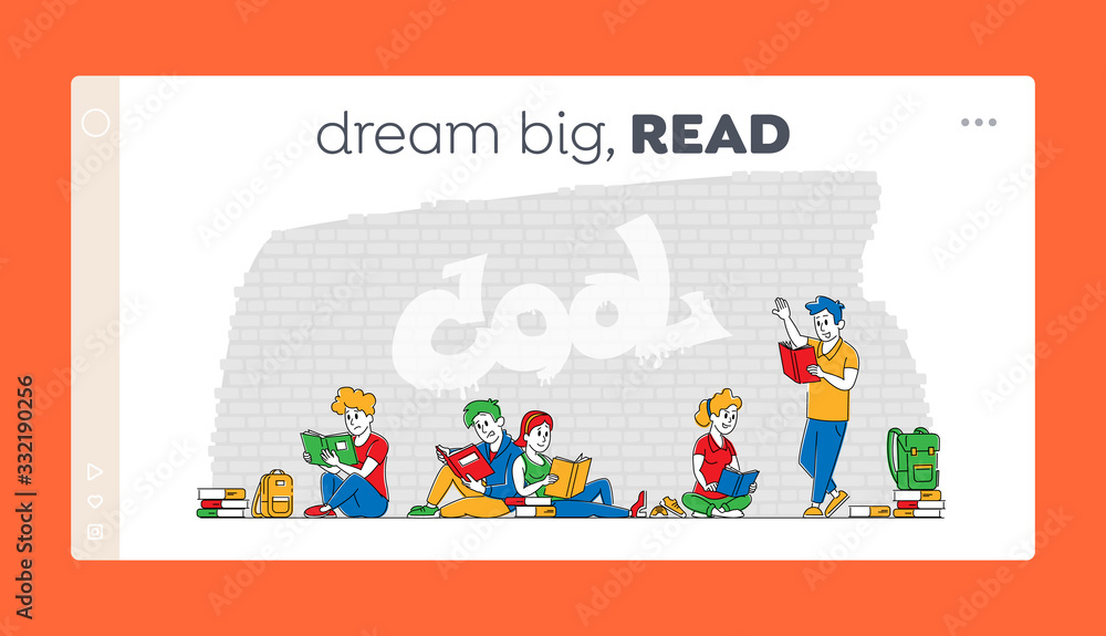 Students Characters Collective Learning Landing Page Template. Young People with Books Studying Together Outdoors. Examination Preparation, High School Educational Courses. Linear Vector Illustration Students Characters Collective Learning Landing Page Template. Young People with Books Studying Together Outdoors. Examination Preparation, High School Educational Courses. Linear Vector Illustration