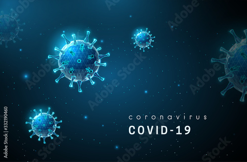 Coronavirus. Covid-19 virus. Low poly style design.