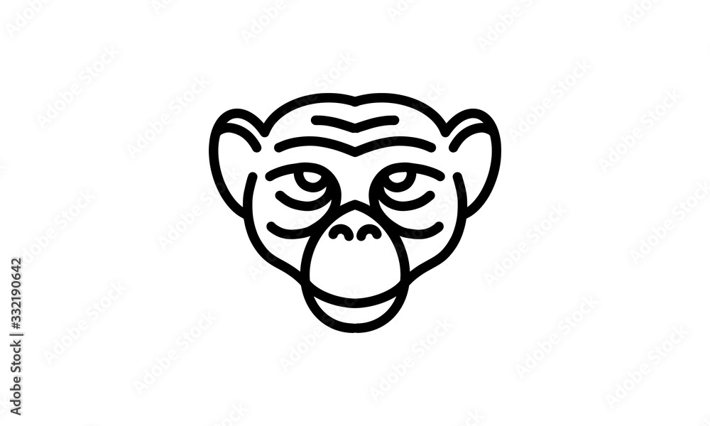Chimpanzee vector line icon, animal head vector line art, isolated animal illustration for logo desain Chimpanzee vector line icon, animal head vector line art, isolated animal illustration for logo desain