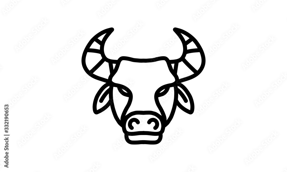 Buffalo vector line icon, animal head vector line art, isolated animal illustration for logo desain Buffalo vector line icon, animal head vector line art, isolated animal illustration for logo desain