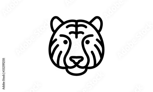 Tiger vector line icon, animal head vector line art, isolated animal illustration for logo desain