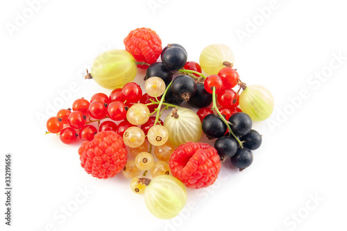 Mix of summer fruits isolated on white