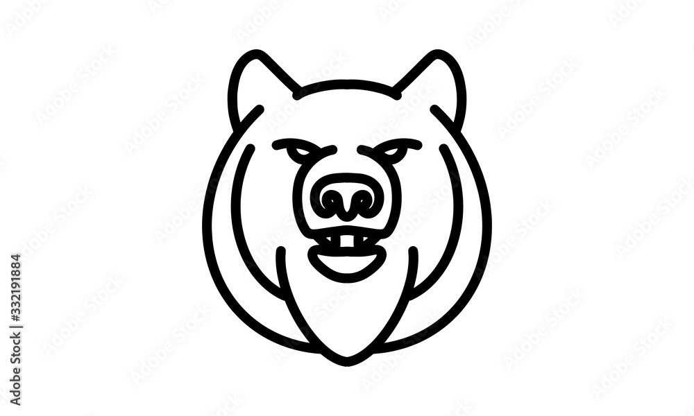 Bear vector line icon, animal head vector line art, isolated animal illustration for logo desain Bear vector line icon, animal head vector line art, isolated animal illustration for logo desain