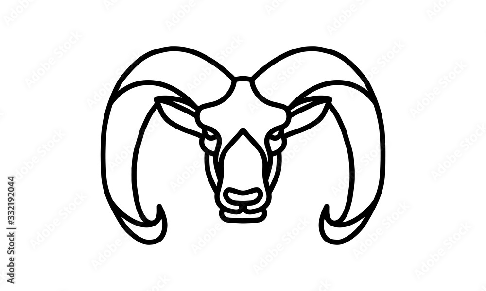 Goat vector line icon, animal head vector line art, isolated animal illustration for logo desain Goat vector line icon, animal head vector line art, isolated animal illustration for logo desain
