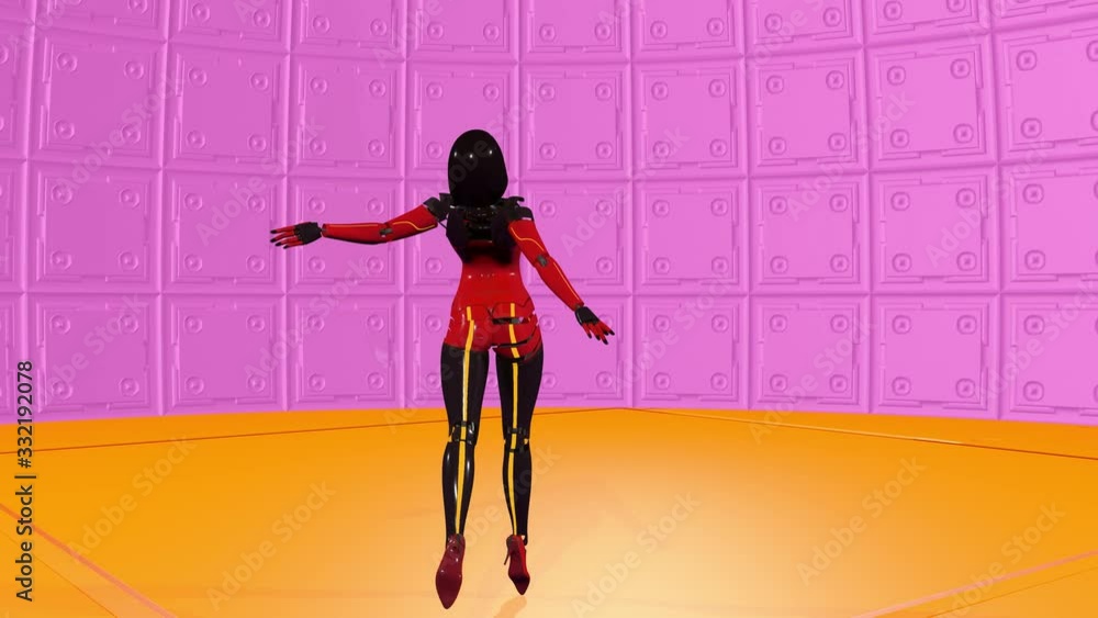 Beautiful cyborg girl dancing ballet on the catwalk. Artificial Female Android dance. Artificial intelligence, ballet. Beautiful cyborg girl dancing ballet on the catwalk. Artificial Female Android dance. Artificial intelligence, ballet.