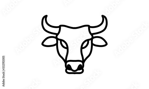 Bull vector line icon, animal head vector line art, isolated animal illustration for logo desain