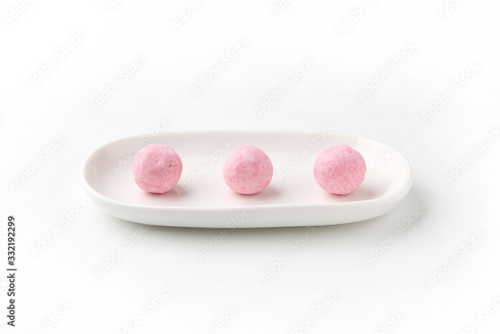 スノーボール クッキー 砂糖 菓子 ピンク 白背景 スノーボール クッキー 砂糖 菓子 ピンク 白背景