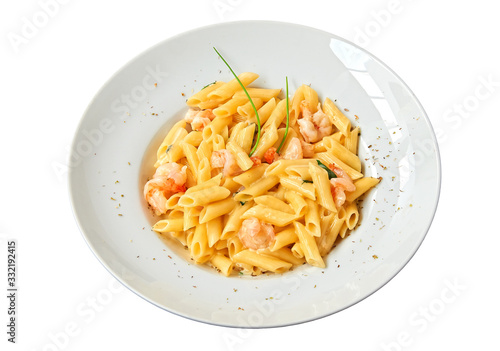 Plate of Delicious italian food on Textured wooden background