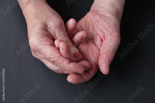 Man with painful fingers with copy space