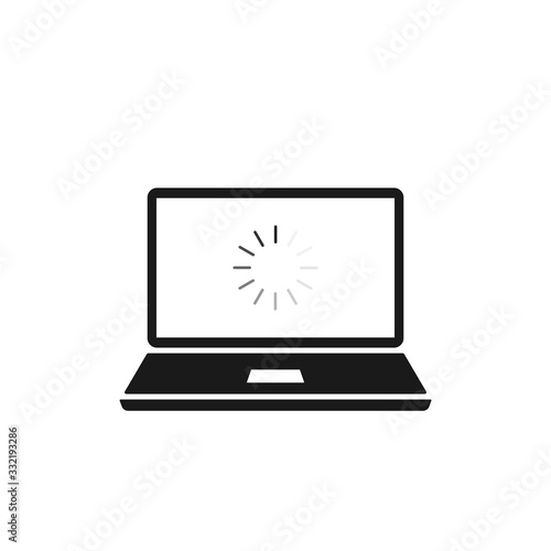 Loading process in laptop screen. Vector illustration.
