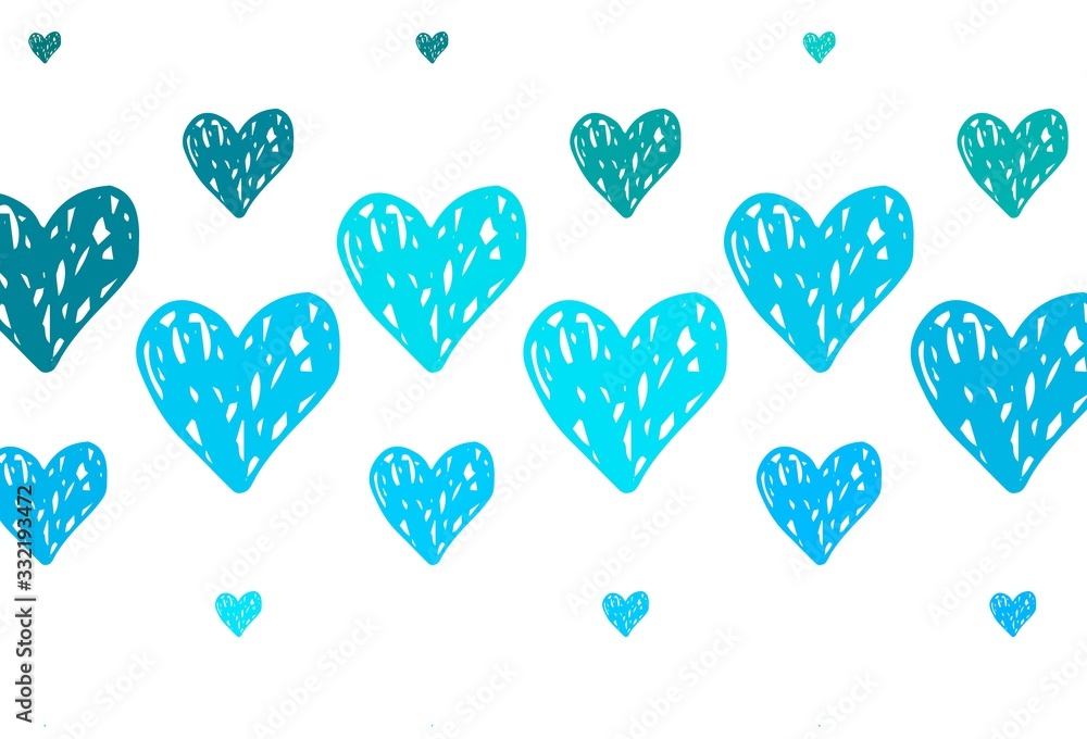 Light BLUE vector backdrop with sweet hearts. Light BLUE vector backdrop with sweet hearts.