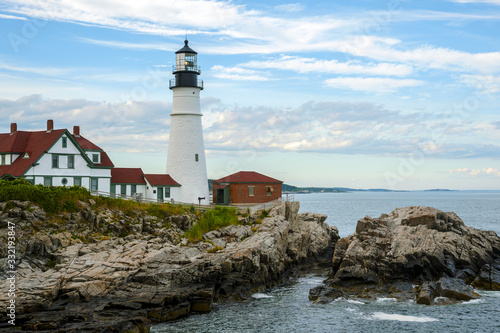 Portland Head Light, the Oldest Lighthouse in Maine At Low Tide