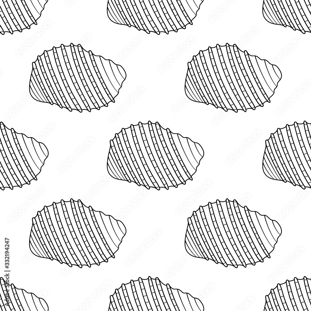 Vector seamless pattern with hand drawn seashells. Beautiful marine design elements for print, packaging, textile, wrapper. Vector seamless pattern with hand drawn seashells. Beautiful marine design elements for print, packaging, textile, wrapper.