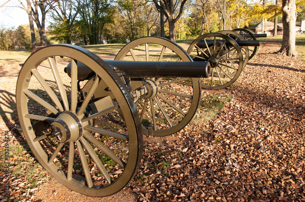 Obraz premium Civil War Cannon at the Battle of Franklin, Tennessee Site