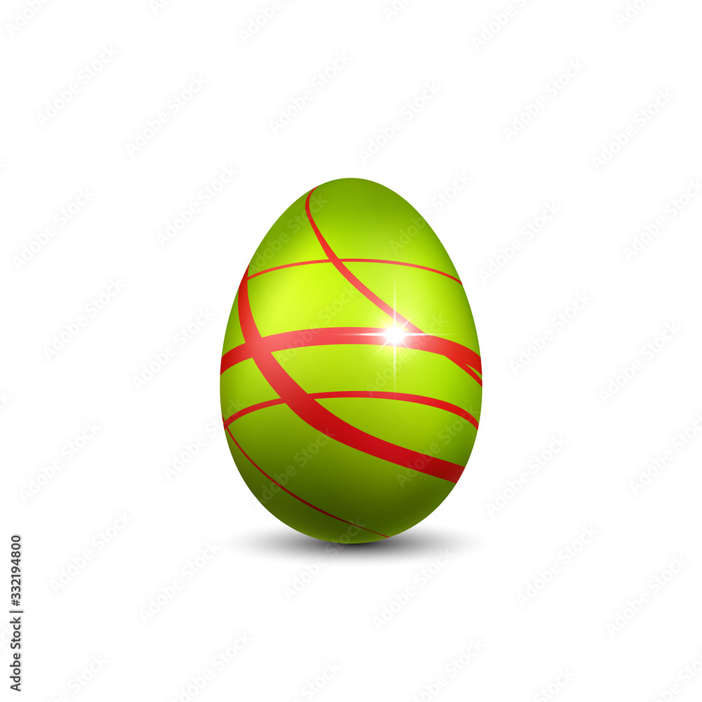 Easter egg 3D icon. Green red egg, isolated white background. Bright realistic design, decoration for Happy Easter celebration. Holiday element. Shiny pattern. Spring symbol. Vector illustration Easter egg 3D icon. Green red egg, isolated white background. Bright realistic design, decoration for Happy Easter celebration. Holiday element. Shiny pattern. Spring symbol. Vector illustration
