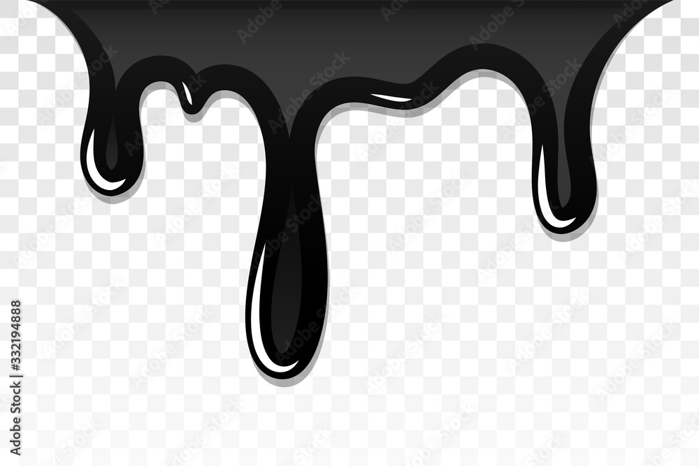 Drip paint 3D. Ink stain. Drop melt liquid isolated on white transparent background. Splash of chocolate, oil, blood. Black graffiti. Splatter syrup, candy sauce, caramel. Vector illustration Drip paint 3D. Ink stain. Drop melt liquid isolated on white transparent background. Splash of chocolate, oil, blood. Black graffiti. Splatter syrup, candy sauce, caramel. Vector illustration