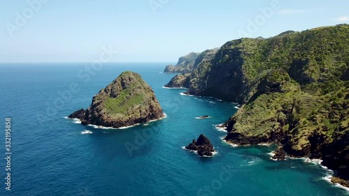 Azores Islands aerial drone cliffs close to the ocean photo