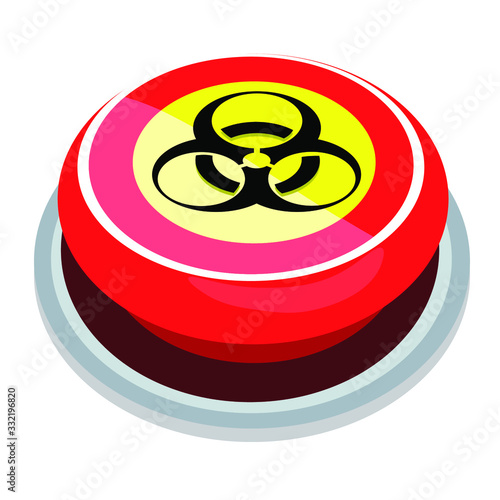 Red button on a white background. The threat of caronovirus.