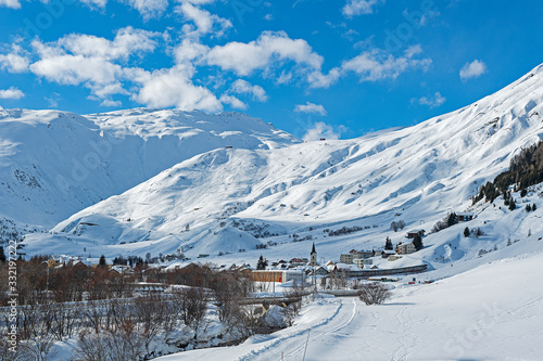 Dorf Realp im Winter, Kt. Uri, Schweiz