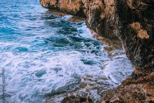 raging sea and rocks