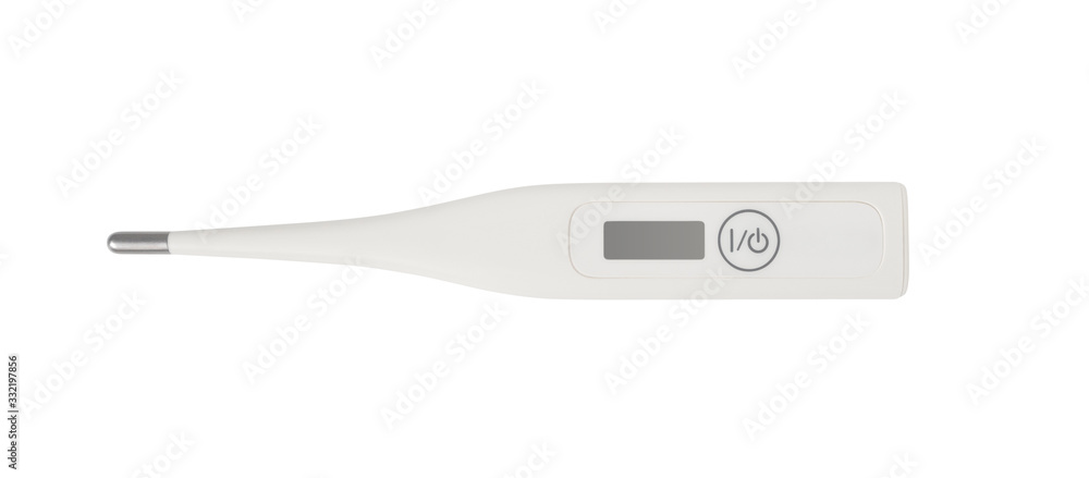 Top view of electronic clinical thermometer isolated on white background Top view of electronic clinical thermometer isolated on white background