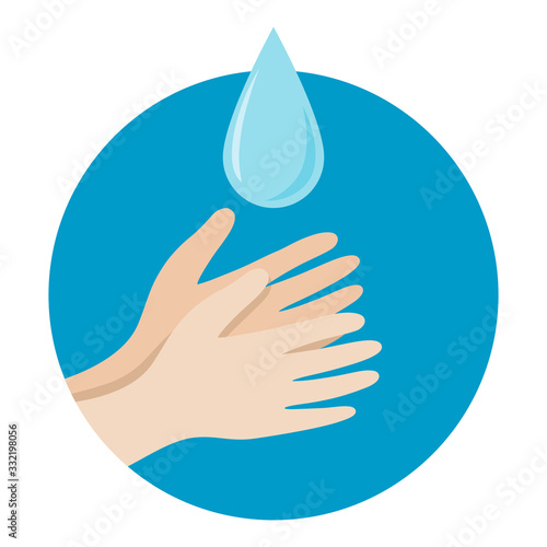 Washing Hands, cleaning, Anti Bacteria, Daily Personal Care in blue circle on transparent background, isolated, icon, vector illustration