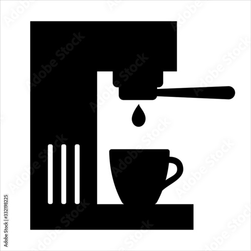Coffee machine icon. Coffee maker with portafilter and cup. Vector Illustration