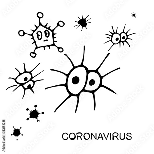 Vector Doodle Coronavirus or Cartoon Monster Vector Illustration