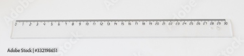 transparent ruler 30 centimeters on a white background