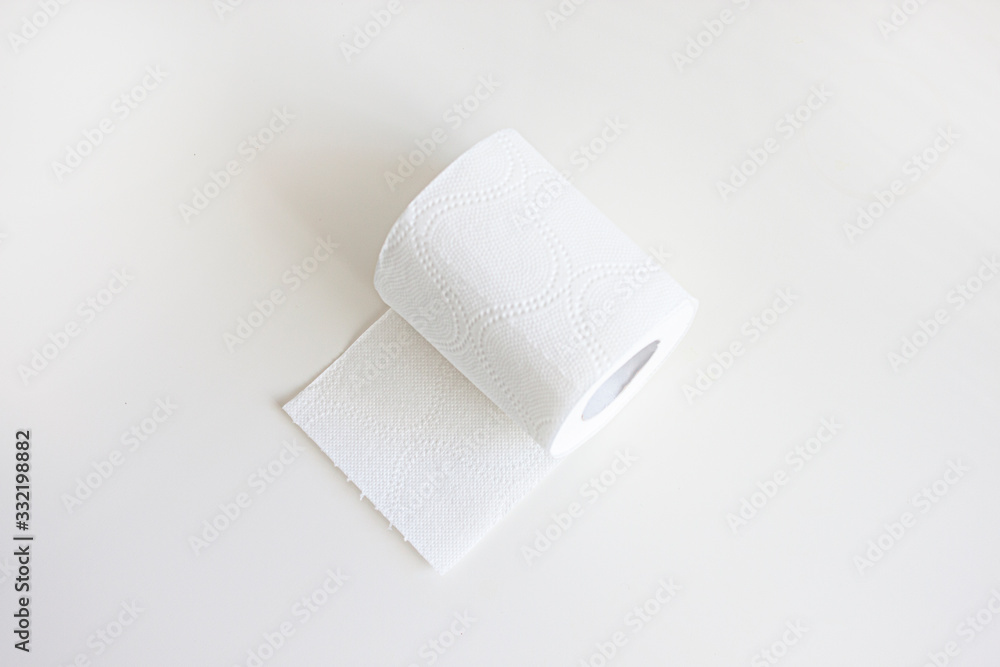 Roll of toilet paper. Top view. Single object Roll of toilet paper. Top view. Single object