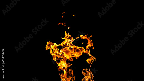 Fire flames on black background. fire on black background isolated. fire patterns