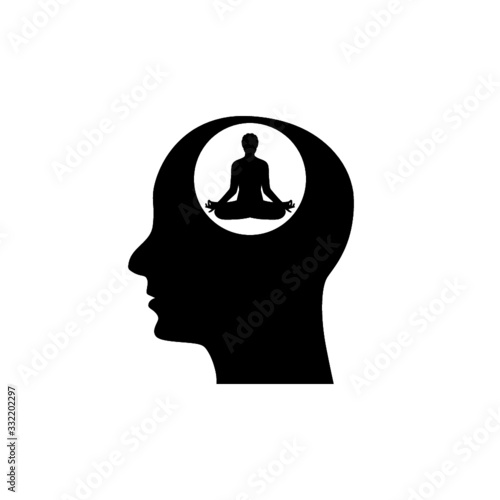 Meditation icon symbol. Peace of mind icon isolated on white background