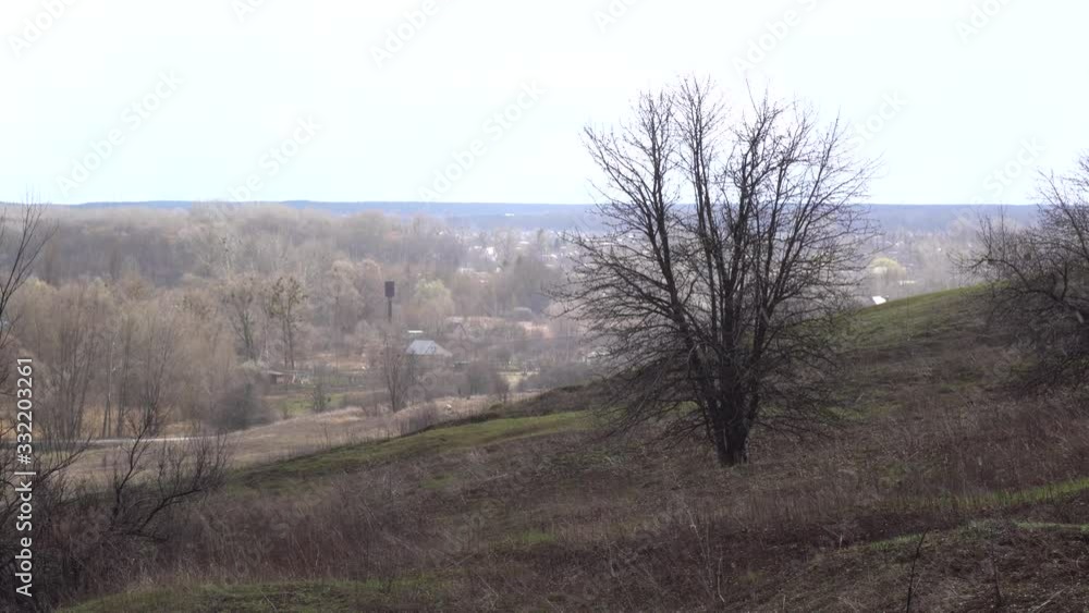 The beautiful scenery of the village without leaves. Nature in early winter The beautiful scenery of the village without leaves. Nature in early winter
