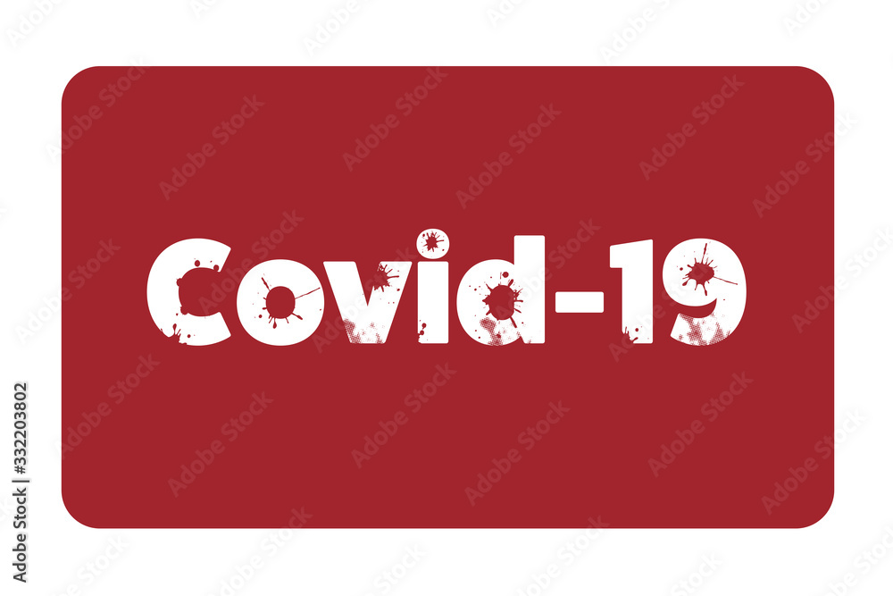 Covid-19 Text in weiß auf rotem Hintergrund. Covid-19 Text in weiß auf rotem Hintergrund.