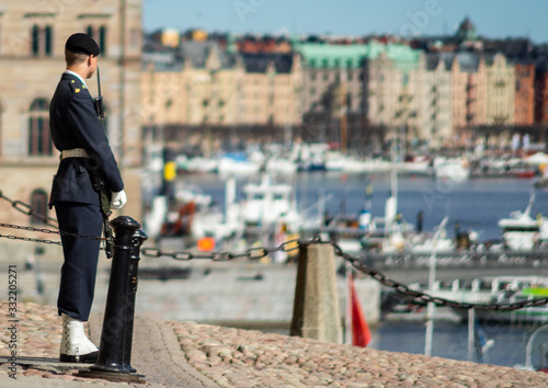 April 22, 2018 Stockholm, Sweden. Honor guard at the Royal Palace in Stockholm.