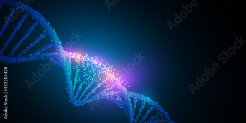 Human dna virus infection .Glowing neon DNA chain.Biotechnology, biochemistry, genetics and medicine concept.Vector