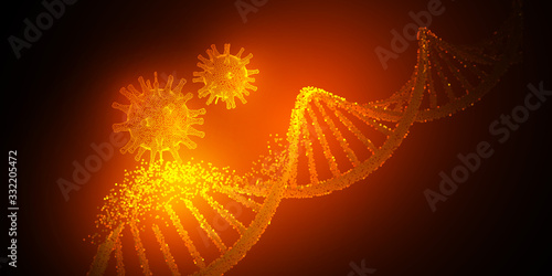 Human dna virus infection .Glowing neon DNA chain.Biotechnology, biochemistry, genetics and medicine concept.Vector