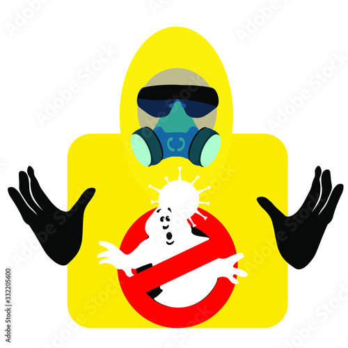 Man in protective clothing against carono virus.