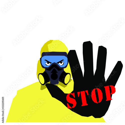 Man in protective clothing against carono virus.
