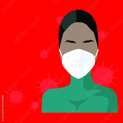 Woman in medical mask isolated on a white background.